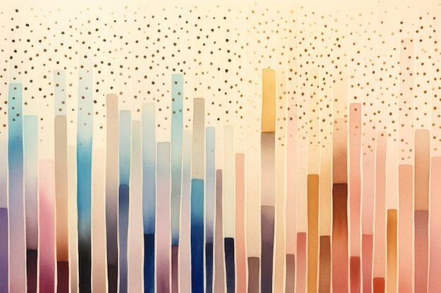 Abstract watercolor dotted lines style using iridescent color and beige background