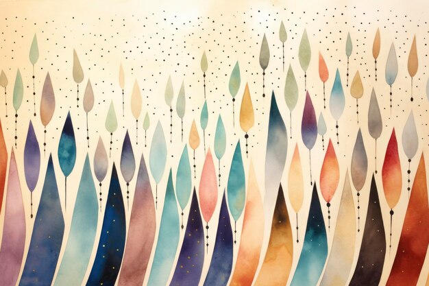 Photo abstract watercolor dotted lines style using iridescent color and beige background