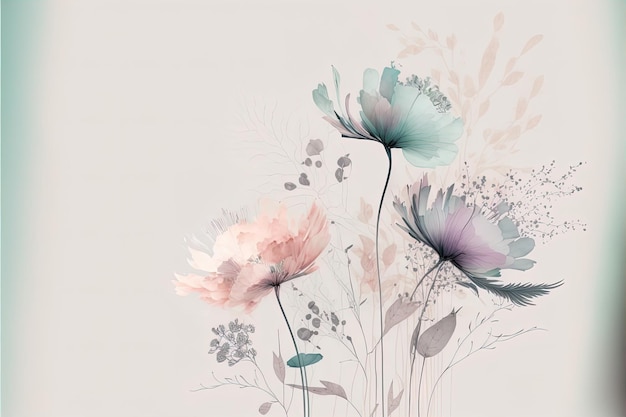 사진 페인트 방울과 추상 수채화 꽃