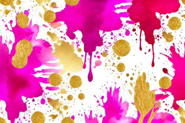 Photo abstract watercolor glitters art painting with alcohol ink pink and gold colors