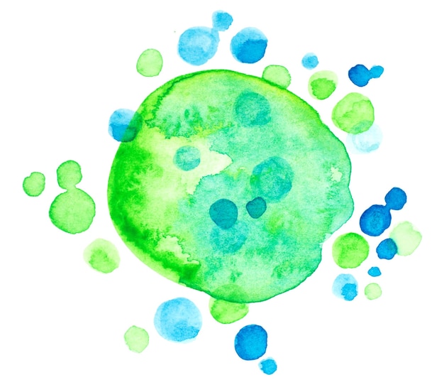 Abstract watercolor gradient green drops texture