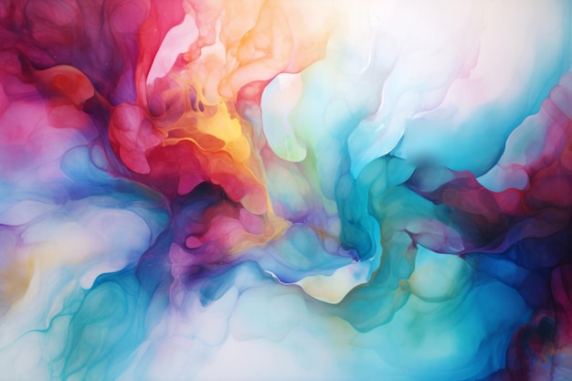 추상 수채화 그라데이션 실크 천상의 구름 파스텔 색상 예술적 페인트 캔버스 화려한