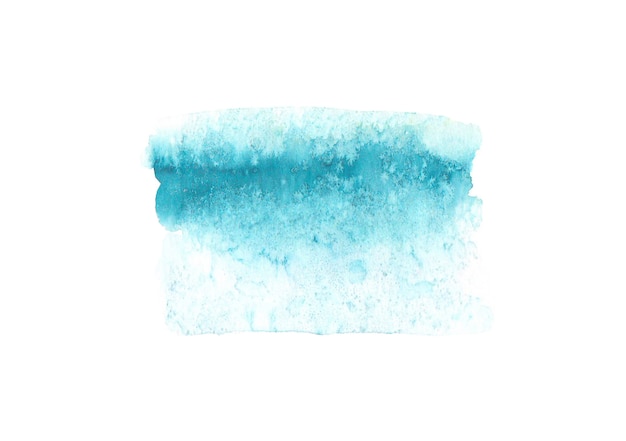 白い表面に分離された抽象的な水彩手描きの青いテクスチャ。水彩画の背景