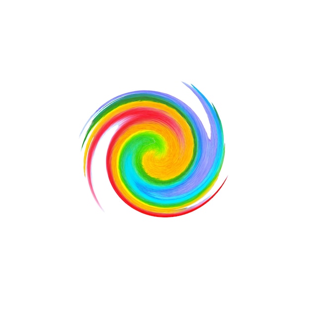 Abstract watercolor hand painted colorful rainbow circle curve pattern,  isolated on white background. Watercolor color stain background.