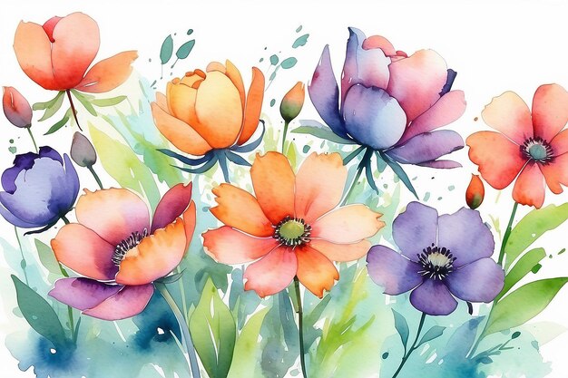 Abstract watercolor illustration of flowers