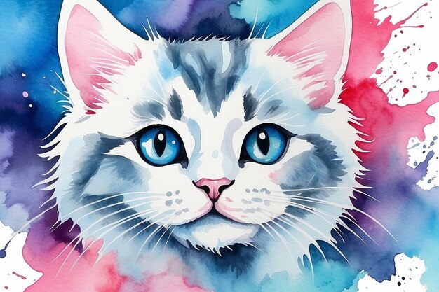 Abstract watercolor kitten background