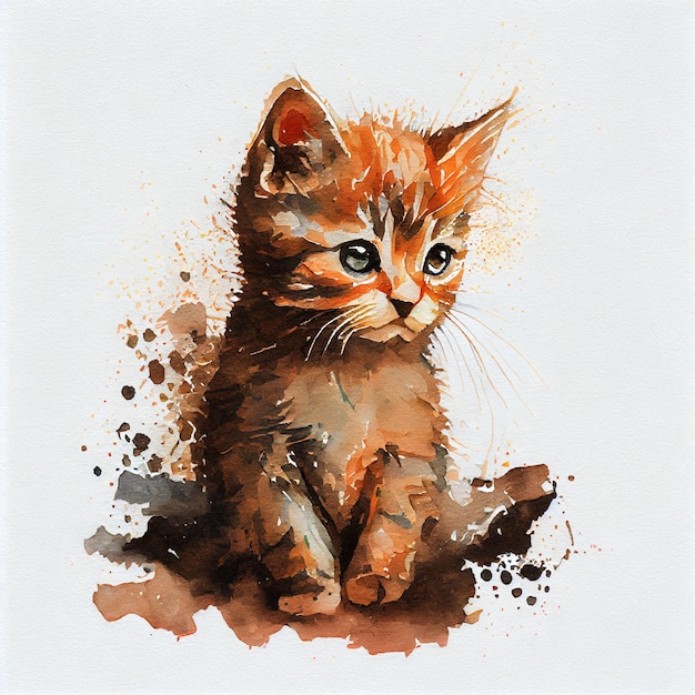 Abstract watercolor kitten background