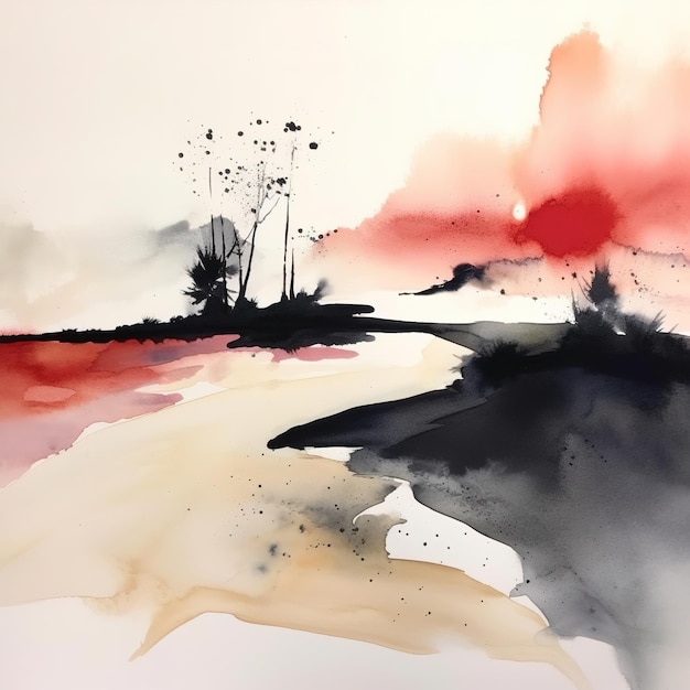 abstract watercolor minimalist landscape