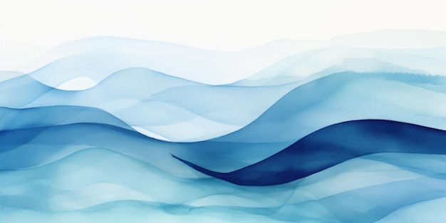 Abstract Watercolor Ocean Waves AI Generated