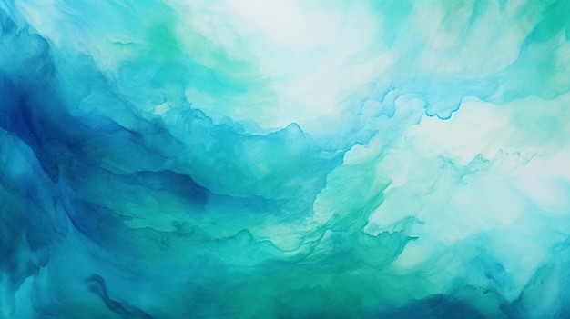 Abstract watercolor paint background by teal color bl