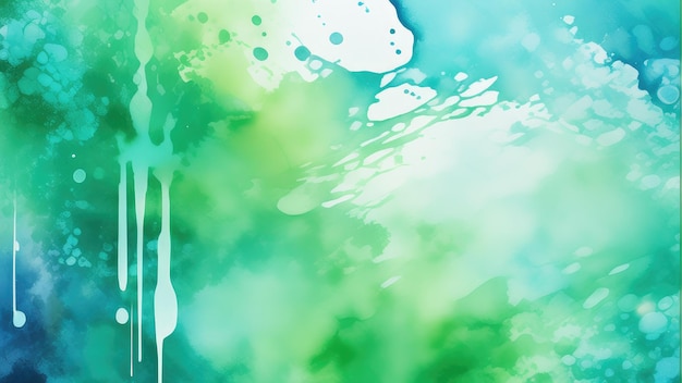 写真 背景のバナーに液体液体質の青と緑の青色で抽象的な水彩塗料の背景