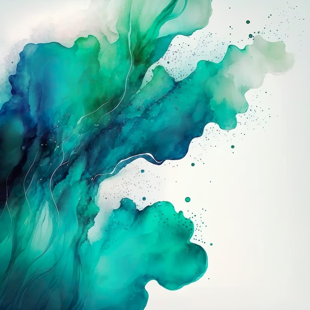 Abstract watercolor paint background by teal color blue and green with liquid fluid texture for back