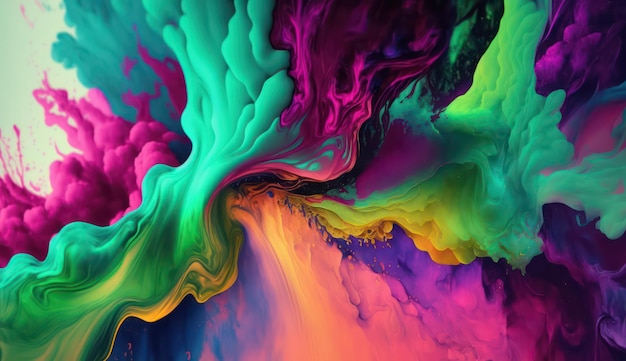 抽象的な水彩絵の具の背景色、背景の液体流体テクスチャーを持つ酸性の色合い