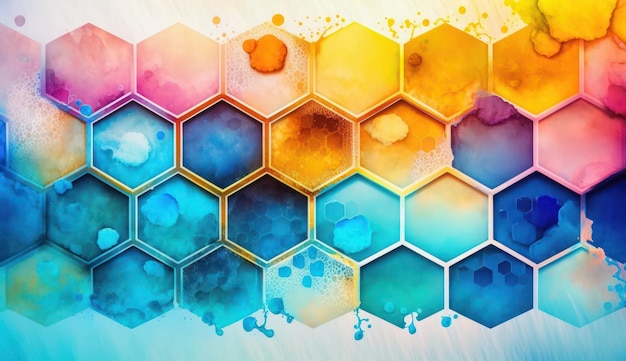 Abstract watercolor paint background color honeycomb with liquid fluid texture for background