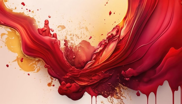 Abstract watercolor paint background color red and gold with liquid fluid texture for background