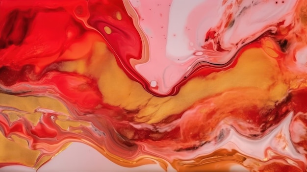 Abstract watercolor paint background colour orange red and gold with liquid fluid texture