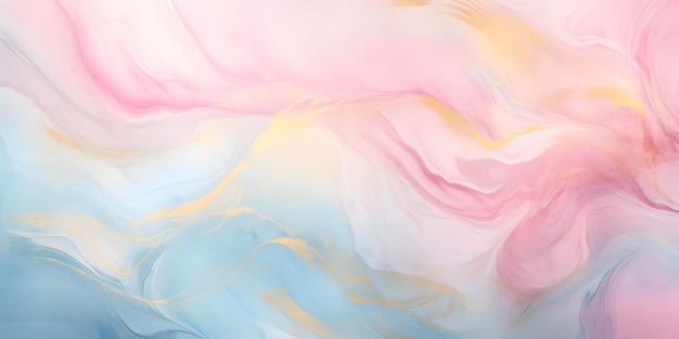 추상 수채화 물감 페인트 배경 그림 소프트 파스텔 핑크 블루 색상과 골든 라인 wi