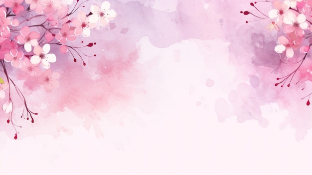 사진 뒷면에 꽃을 그린 추상적인 수채화와 페인트 스프레이 핑크색