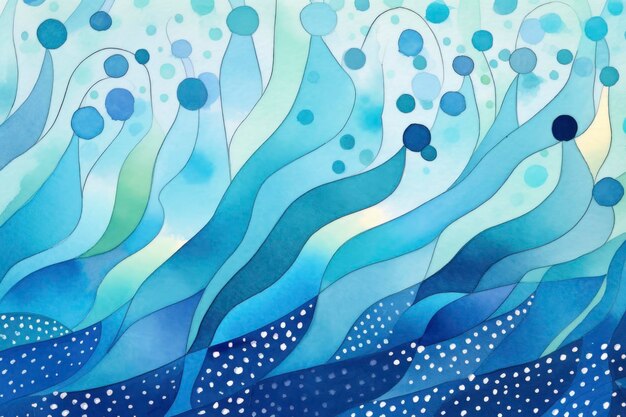 abstract watercolor painting in blue color theme