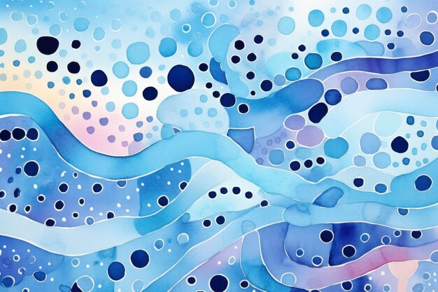 abstract watercolor painting in blue color theme