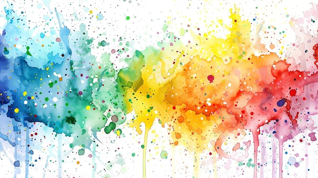 Abstract watercolor painting Colorful splashes of paint