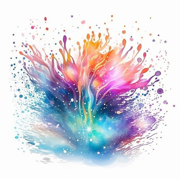 abstract watercolor painting of a flower with splashes and dots generative ai