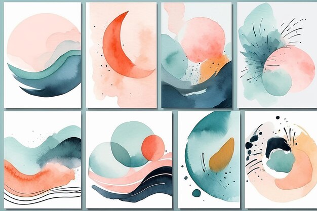 Abstract watercolor painting Minimalistic style pastel colors Scandinavian style