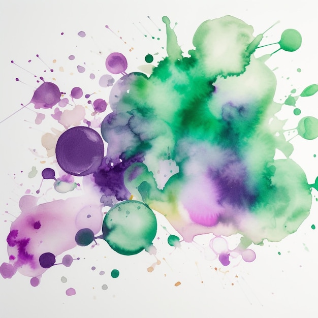 abstract watercolor painting on paper green stains