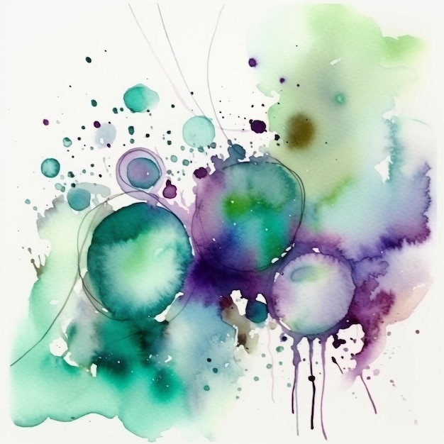 abstract watercolor painting on paper green stains