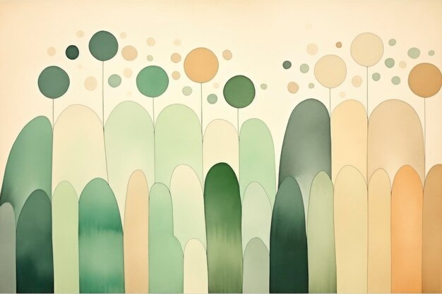 Abstract watercolor paintings in concept of playful shapes dot and lines