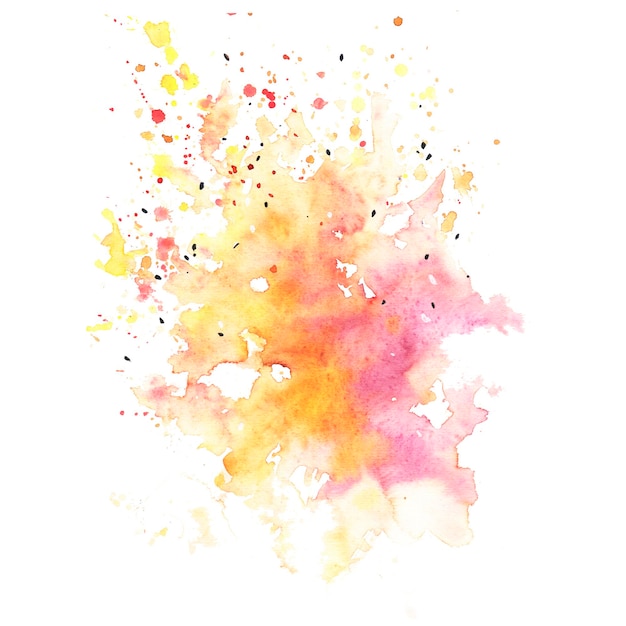 Photo abstract watercolor pink and yellow colors on white backgroundthe color splashing in the paper