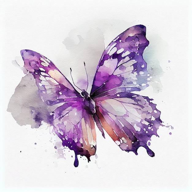 Premium Photo | Abstract watercolor purple butterfly digital ...