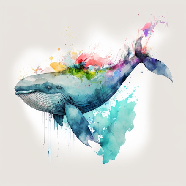Abstract Watercolor Sea Animals Ocean Creatures