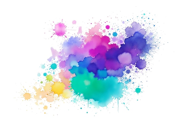 Photo abstract watercolor splashes in various colors with blots and stains