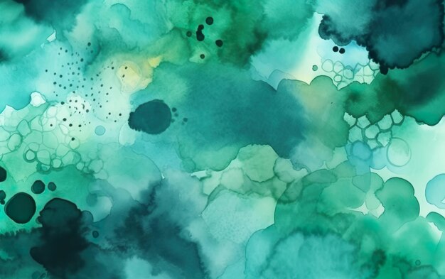 Abstract Watercolor Teal and Green Background AI Generative AI