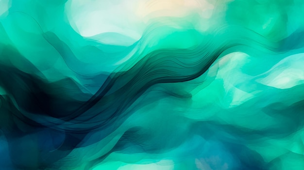 抽象的な水彩ティールとグリーンの背景生成 AI イラストレーター