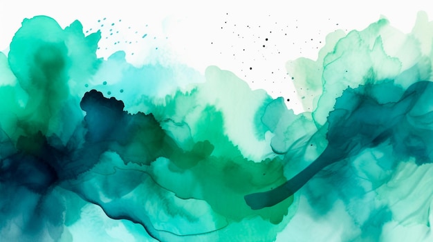 Abstract Watercolor Teal and Green Background Generative AI illustrator