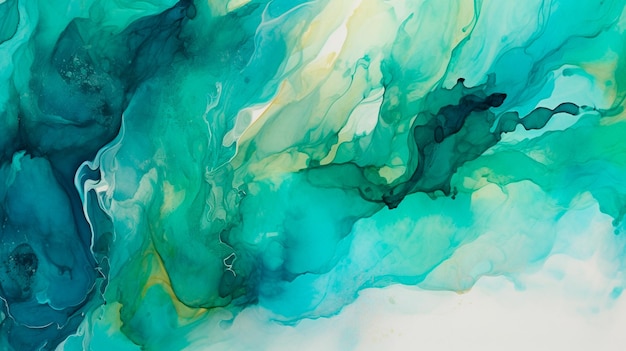 Abstract Watercolor Teal and Green Background Generative AI illustrator