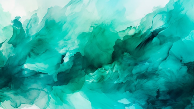 Abstract Watercolor Teal and Green Background Generative AI