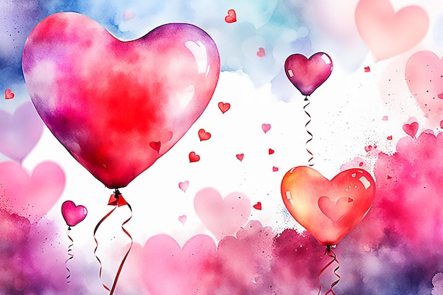 Abstract watercolor valentine day background and texture love concept valentine day banner design