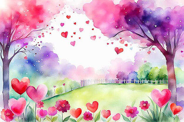 Abstract watercolor valentine day background and texture love concept valentine day banner design