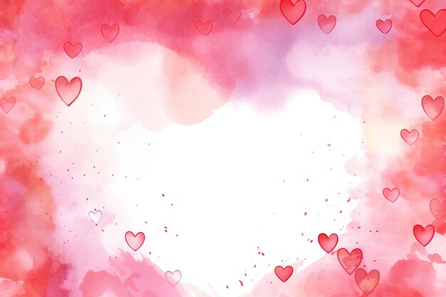 Photo abstract watercolor valentines day frame with empty space in the middle