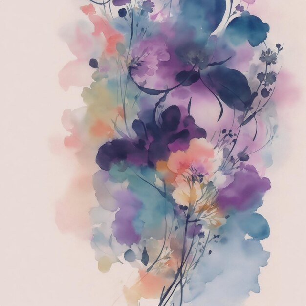 abstract watercolor vibrant color floral abstract background