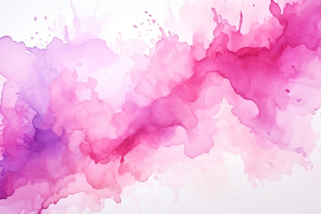Abstract watercolour background with a pink splatter of aquarelle paint