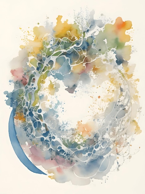 Abstract watercolour paiting of lines in a circle generated by ai