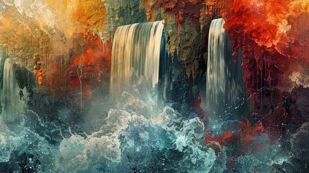 Photo abstract waterfalls artistic representations of waterfalls with exaggerated colors and shapes