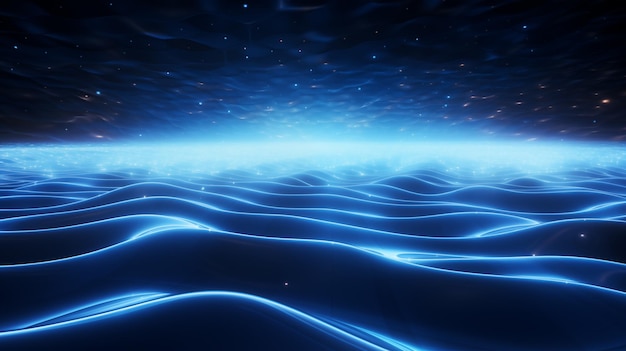 Foto sfondio d'onda astratta con luce di neon blu brillante