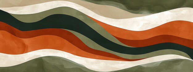 Abstract wave background with a mix of burnt orange moss green and taupe a natural and organic feel