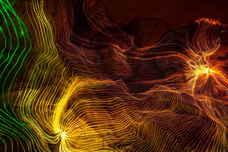 Photo abstract wave of digital weave lines connecting network dots and dark background modern 3d mesh pattern design geometric showing futuristic computer science technology concepts