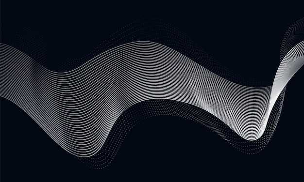 Abstract Wave of Light and Data Flowing on a Dark Background